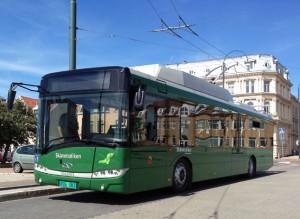 På måndagen sätts den första elbussen med slideinteknik i trafik i Landskrona. Foto: Solaris.