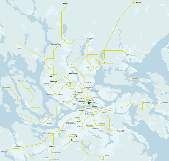 Miljöpartiets förslag till superbussar i Storstockholm.