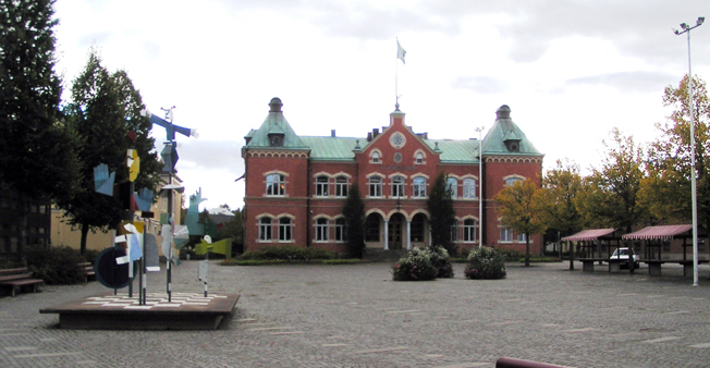 Värnamo kan få elbusstrafik 2017. Bilden: Torget i Värnamo. Foto: Salinator01/Wikimedia Commons.