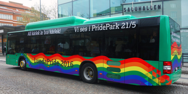 Skånetrafikens första Pridebuss rullar den här veckan  i Lund i samband med LundaPride. 